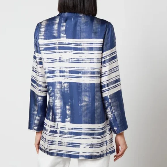 Max Mara Studio Franca Printed 100% Silk Shirt Blouse Abstract Striped Size 10 - Picture 7 of 16